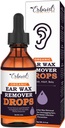 Remoção de cera de ouvido orgânica gotas para orelhas entupidas – Óleo de limpador de cera de ouvido natural para criança, adulto, bebê – Líquido de remoção de cera de ouvido para abrir orelhas, dores de ouvido, saúde do ouvido (Made in USA)