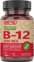DEVA Nutrition Vegan Sublingual Fast Dissolve B-12 Comprimidos, 2500 mcg, 90 Contagem