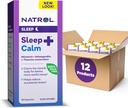 Natrol Sleep+ Melatonina calma 6mg Com Ashwagandha, L-Theanina e Limão Balm, Suplemento dietético para sono descansado e acalmar a mente, 30 cápsulas, 30 dias de fornecimento (Pacote de 12)