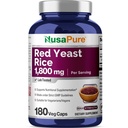 NusaPure Red Yeast Rice 1800mg 180 Cápsulas Veggie (Não-GMO, Vegan)
