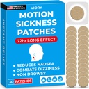 VIORY Motion Sickness Patches para Passeios de Carro e Barco, Navios, Cruzeiro e Avião e Outras Formas de Transporte - Viagens Essenciais, para Adultos e Crianças (30 Contagem)