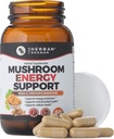 Suplemento de cogumelos Suporte Energético Cápsulas de ervas de cogumelos orgânicos com Reishi, Ginkgo, Rhodiola, Maca, Ginseng chinês, CoQ10 + Mais (60 Cápsulas)
