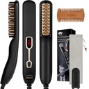 VOVO Barba Straightener Comb Upgrade Professional 2 em 1 Homem Barba Straightening Heated Hair Straightening Brush Portable Anti-Burn 6 Temperatura ajustável com display LED para casa e viagem