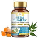 Cápsulas orgânicas Veda Neem & Turmeric com Amla Fruit, Tulsi, Holy Basil, Extrato de pimenta preta - Imune Support Suplemento dietético - Boosts saudável pele clara e defesa celular - 120 Cápsulas Vegan