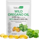 Cápsulas de óleo de orégano,2 em 1 6000mg Óleo de orégano com óleo de semente preta, Imune óleo de orégano selvagem e suporte antioxidante,Non-GMO,Gluten Free,120 Softgels (1 saco)