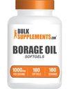 BulkSuplementos.com Borage Oil Softgels - Gamma Linolenic Acid Supplements, Borage Oil Supplements, Borage Oil 1000mg - Gluten Free, 1 Softgel por serviço, 180 contagem (Pacote de 1)