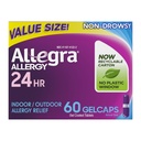 Allegra Adulto 24 horas Alergia Alívio Gelcaps, Não-Drowsy Indoor and Outdoor Alergy Medicine, 180 mg Fexofenadina HCI Anti-histamínico Pill, 60-Count