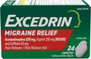 Excedrina Migraine Relief Caplets para aliviar sintomas de enxaqueca - 24 contagem