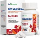 Extrato de Folha de Vinha Vermelha 1630mg com Castanha de Cavalo, Butcher’s Broom, Suplemento Hawthorn para Varicoses Veins, Perna, Circulação, Coração, Pele, Suporte para a Saúde do Coração, Made in USA, 60 Cápsulas