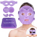 Atsuwell Cooling Ice Face Eye Mask definido para círculos escuros e Puffiness, 6 Gel frios pacotes para rosto, olhos, macio revestimento revestimento almofadas de gelo compress, relaxamento, fresco saco incluído