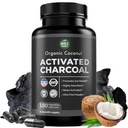 Cápsulas de Carvão Ativado de Coco Puro - 180 Comprimidos de Carvão, Ajuda com Whitening dentes, Bloating e Limpeza Corporal. Não-GMO - Sem glúten, Vegan