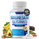 Glicenato de magnésio 500mg Suplemento de magnésio - Quelated para alta absorção e biodisponibilidade Suporte Sono, Músculo, Ossos, Cãis, Recuperação e Energia, Vegan Non-GMO 90 Cápsulas