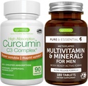 Multivitamina & Minerais para homens + Alta Absorção Curcumina C3 Complexo, Pacote Vegan, Libertação Mantida Multivitamina avançada + 300% Maior Absorção Curcuminóides com Captação Rápida, por Igennus