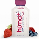 Huma Plus (Eletrolitos duplos) - Chia Energy Gel, Berries & Romã, 24 Gels - Estômago amigável, Geles de energia de alimentos reais