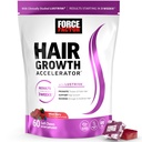 Fator de força Crescimento do cabelo Acelerador mastigação suave, Vitaminas de crescimento do cabelo para mulheres e homens com clinicamente estudado Lustiva e Biotina, Promove mais grosso, Fuller, Cabelo mais forte, Berry mista, 60 mastigação suave