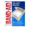 Band-Aid marca Tru-Stay Adesivos Pads, Sterile Sheer Bandages para primeiros socorros e cuidados de ferida, capas de almofada e protege cortes menores, raspas e queimaduras, leve, grande tamanho, 10 contagem