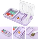 Toplive Portable 3-em-1 cortador de pílulas e moedor de pílulas e suporte de pílulas, corte fácil preciso, triturador de medicamentos para pílulas pequenas grandes, separador de comprimidos de vitaminas para crianças idosos Animais de estimação, roxo