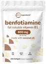 Micro Ingredientes Vitamina B1 Benfotiamina 600mg Por Servindo, 240 Óleo de coco Softgels □ Suplemento de vitaminas B biodisponível, convertido para Thiamine ativo