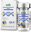 NAIK Probióticos 1800 Bilhões UFC - 10 Strains + Prebióticos Orgânicos - Imune, Digestive & Gut Health - Suporta Obstipação Ocasional, Diarréia, Gás e Bloating - para Mulheres e Homens - 45ct