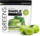Limpo simples come Super Greens Pó, naturalmente sabor verde pó com chlorela, espirulina, superalimentos e fibra prebiótica, sem ingredientes artificiais, sem glúten, sabor de maçã verde, 30 Servings