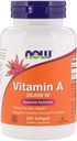 Vitamina A do óleo de fígado de peixe, 25000UI, 250 Sgels by Now Foods (Pacote de 6)