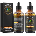 Óleo de barba,120ml/4.25fl.oz Óleo promover o crescimento de barba de grande volume, Deixe em condicionador cuidado natural doce laranja cheiro bigodes crescimento suavizar a força, presentes para os homens ele pai