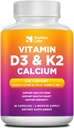 Vitamina D3 K2 5000 UI Suplemento com cálcio, Multivitamins Suporta Saúde Imune, Ossos fortes,Dentes e Funções do Coração com Bioperine Black Pepper Fruit Extract 60 Count (Pack of 1)