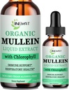Mullein Drops para pulmões ; Extrato de Folha de Mullein poderoso com clorofila, vitamina C, canela para suporte imunológico, desintoxicação e suporte respiratório, suporte brônquico