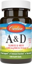 Carlson - A & D, 10000 UI (3000 mcg RAE) Vitamina A, 400 UI (10 mcg) Vitamina D3, Vision Support, Skin Health, 100 geles macios