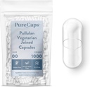 PureCaps EUA - Vazio Vegan Pullulan Pill Cápsulas Tamanho 00 1 000 comprimidos integrados Clear , Certificado não-GMO , SLS Gluten, Preservativo Grátis