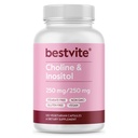BESTVITE Choline Inositol 500mg (120 Cápsulas vegetarianas) - Sem Stearates - Sem preenchimentos - Sem Fosfato de Dicálcio - Vegan - Não GMO - Glúten Grátis
