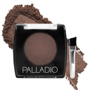 Palladio Brow Powder para sobrancelhas, suave e natural Sobrancelha Pó com óleo de jojoba e manteiga de karité, ajuda a melhorar e definir brows, tamanho compacto para bolsa ou viagem, inclui pincel aplicador, marrom escuro