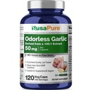 NusaPure Odorless Alho 100:1 Extracto, 50 mg Equivalente a 5000mg Cápsula       , 120 Veggie Caps , alta potência , Suplemento de ervas , , Não-GMO