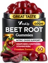 Beterraba Gummies – Beterrabas Gummies – Suplementos de beterraba vermelha com beterraba, Sementes de uva, Coq10, Vitamina C & B12 – 60 Mastigações de beterraba