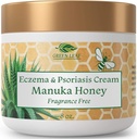 Manuka Honey Eczema Creme Hidratante Loção Fragrância grátis para alívio da Psoríase - Comichão, pele seca Esfregaço - Moisturizer calmante da pele - Corpo e creme facial - Crianças e adultos 8 onças