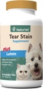 NaturVet - Tear Stain Plus Lutein - Elimina manchas lacrimais inestéticas - Melhorado com extrato de cranberry, Ascorbate de cálcio e raiz de uva Oregon - para cães e gatos - 60 comprimidos