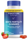 Blue Stork Fertility Supplement Gummies para homens - Vitaminas pré-natais masculinas, apoio à concepção para ele - Saúde reprodutiva, equilíbrio hormonal e motilidade - 90 Contagem