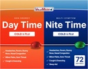 ValuMeds Frio & Flu Multi-Symptom Alívio para Congestão, Dor de cabeça, Garganta Dolorida, Dores e dores, Febre, Acetaminofeno (Dia & Noite, 72 Contagem)