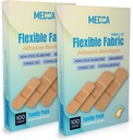 Bandagens flexíveis de adesivo de tecido para proteção grande flexível confortável e cuidados de feridas de cortes menores, raspas, e feridas, tamanhos variados (2-1/4"x5/8", 3" x3/4", 3"x1") - Twin Pack 100 CT Box