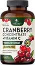 Pílulas de suplemento de cranberry 25,000mg - alta potência Vitamina C C Cranberry para Mulheres e Homens, Urinary Tract Health Support, Livre de Açúcar, Gluten Free, Não-GMO, Extrato de concentrado de cranberry - 60 Cápsulas
