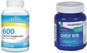 Cálcio do século 21 600mg Comprimidos 400 Contagem e Saúde Medicada Rub Peito 4oz Supressor de Tosse