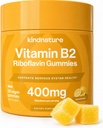 kindnature Vitamina B2 Gummies - Riboflavin 400mg Suplemento para Crianças e Adultos - Não-GMO, Soy & Gluten-Free, Vegan Mastigable Gummies (30 fornecimento dia)