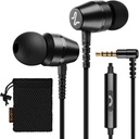 LUDOS OMNITONE fones de ouvido com fio, 5 anos de garantia, fones de ouvido com microfone, 3,5 mm Jack Corded Ear Buds, Videoconferência para iPhone, Samsung, Computador, Laptop, Crianças, Estudantes da escola