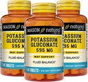 Gluconato de potássio natural de Mason 595 mg, fornecimento de 300 dias, 100 comprimidos (Pacote de 3)