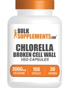 BulkSuplementos.com Cápsulas de chlorela - Parede celular quebrada, Suplemento de chlorela - Suplemento superalimentar, Vegan & Gluten Grátis, 5 Cápsulas por serviço, 150 Contagem (Pack of 1)