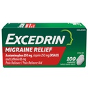 Excedrina Migraine Relief Caplets para sintomas de enxaqueca, acetaminofeno 250mg, aspirina 250mg, cafeína 65mg, alívio da dor, 100 contagem