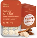 NeuroGum Energy Caffeine Mints (72 Peças) - Açúcar grátis com L-teanina + Cafeína Natural + Vitamina B12 & B6 - Nootropic Energy & Focus Supplement for Women & Men