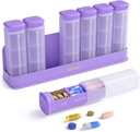 Organizador de comprimidos por semana 3X por dia, caixa de pílulas destacável 7 dias, grande 3 vezes caso de pílulas diárias, suporte de recipiente de pílulas de viagem, recipiente de medicamentos para a semana Pillbox para medicamentos suplementos de vitaminas, roxo