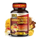 Complexo orgânico de pimenta Cayenne 9IN1 com canela, gengibre, açafrão para a saúde geral, sistema imunológico, bem-estar de digestão (150 contagem (Pacote de 1))