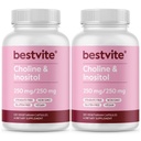 BESTVITE Choline Inositol 500mg (240 Cápsulas vegetarianas) (120 x 2) - Sem Estearato - Sem Fosfato de Dicálcio - Sem Enchidos - Vegan - Não OGM - Glúten Livre